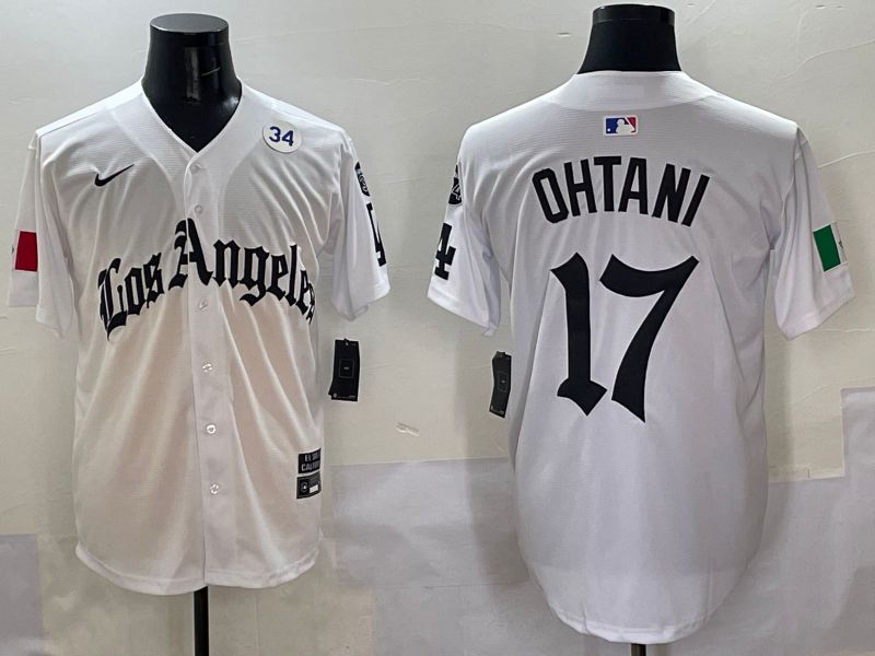 Men Los Angeles Dodgers #17 Ohtani White Five generations Joint Name 2025 Nike MLB Jersey style 9->los angeles dodgers->MLB Jersey